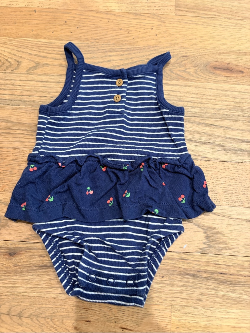 Cater’s baby girl cherry print ruffle/skirt onesie